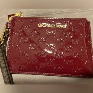 Michael Kors Jet Set Small Leather Wristlet Coin Purse - Dark Berry